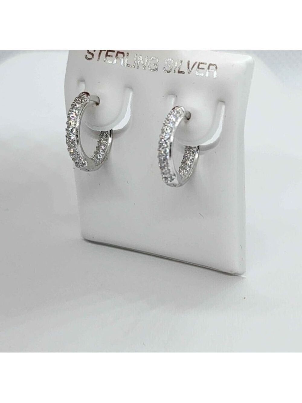 Brand New  Sterling Silver 925 cz stones huggie Earrings